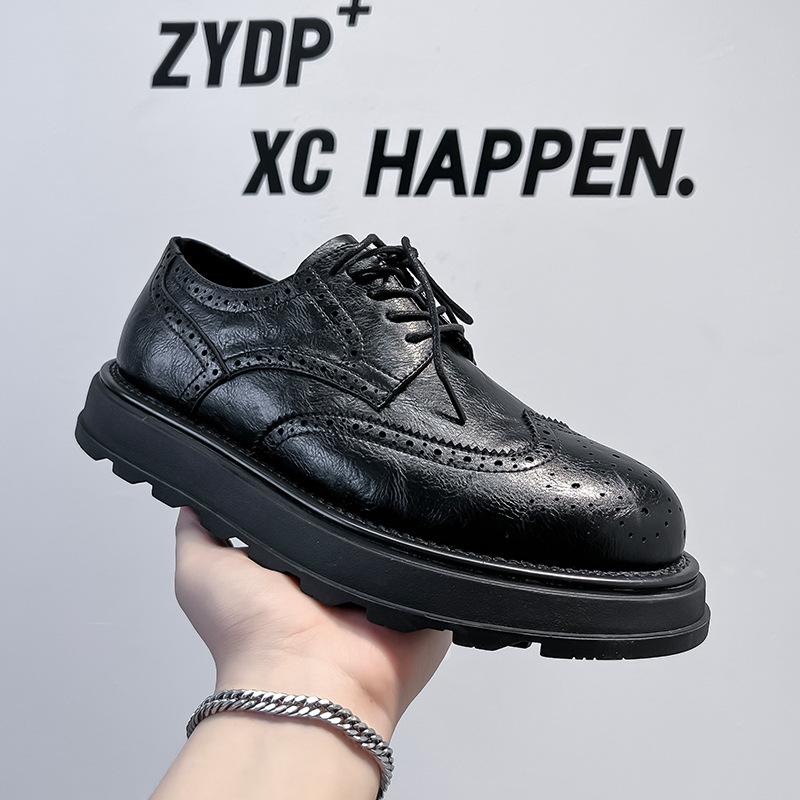 

Мужские кожаные туфли Brock 2024 года, новые, официальная одежда, деловая, внутренняя высота, повседневная, свадебная обувь для жениха 98848-A 38 чёрный