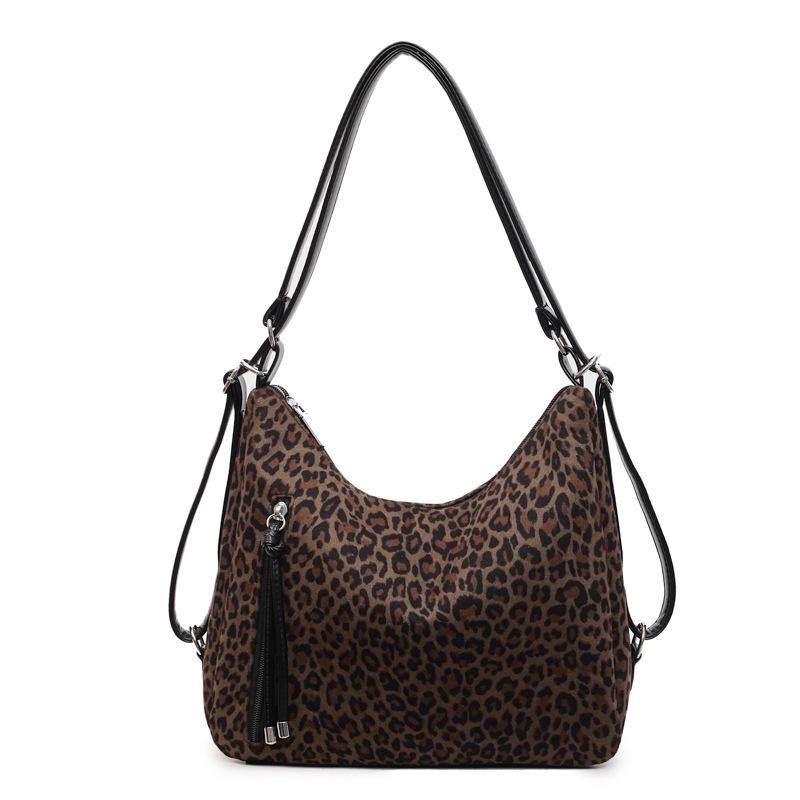 

Fashion leopard print large-capacity new shoulder bag women s high-end tote bag versatile simple commuter armpit bag темно-коричневого