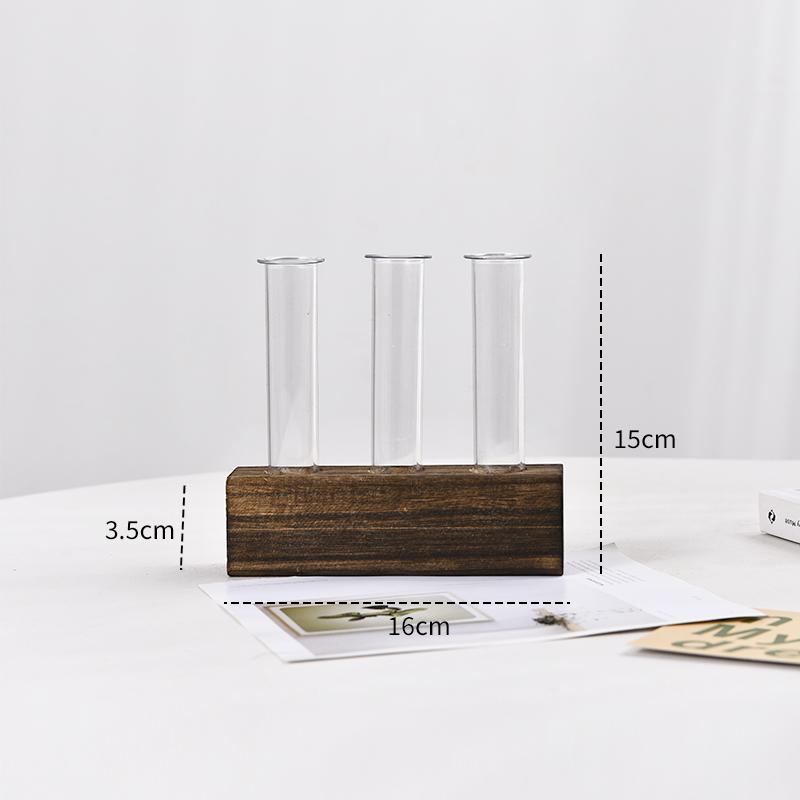 Exquisite Hydroponische Blumenserie Kreatives Glas Anzuchtröhrchen Elegant Geschenk Pflanze Holz Aquarium Innendekoration