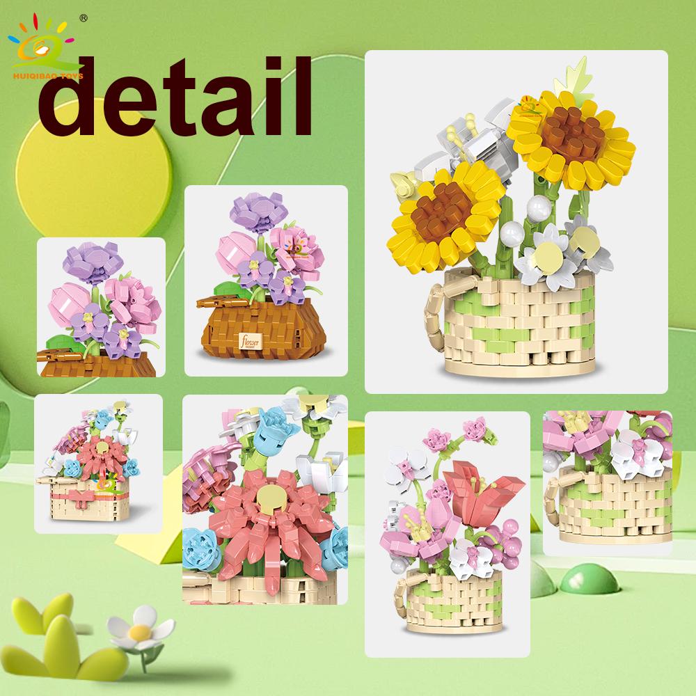 Flower Pot Micro Construction Block DO IT YOURSELF Rose Sunflower MOC Bouquet Mini Diamond Model Brick Toy Ideal for Kids Desk Decoration