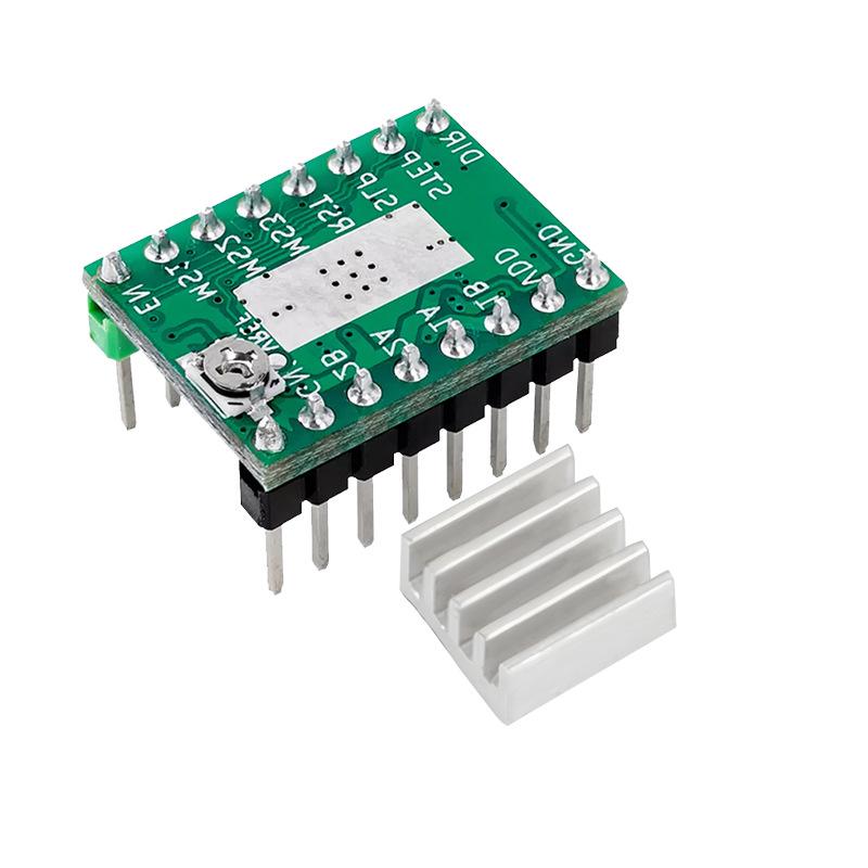 High-Quality A4988 Stepper Motor Driver for 3D Printers with Heatsink - Green Version
