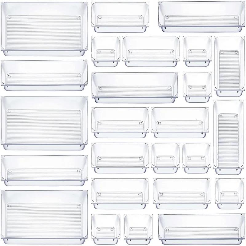 Průhledný organizér do zásuvky Průhledná přepážka do zásuvky Úložný box Koše Pouzdro na náčiní, kosmetiku, potraviny, kuchyňské nádobí, krabice