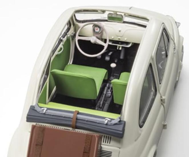 Kyosho Original Scale Fiat Nuova 500 with Accessories Finished Product KS08966WA 1/18 (Ivory)