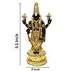 Lord Tirupati Balaji Gold Plated Black Terracotta Idol for Car Dashboard | Vishnu Ji Idol for Office Desk | Venkateswara Swamy Murti for Home |