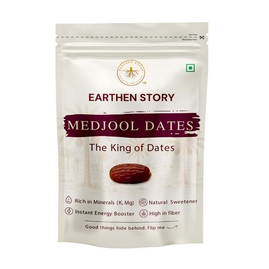 

Earthen Story Jumbo Medjool Dates 500g | No Added Sugar or Preservatives | Rich in Fiber & Potassium | Natural, Soft Khajoor | Glueten free Khajur 500GM