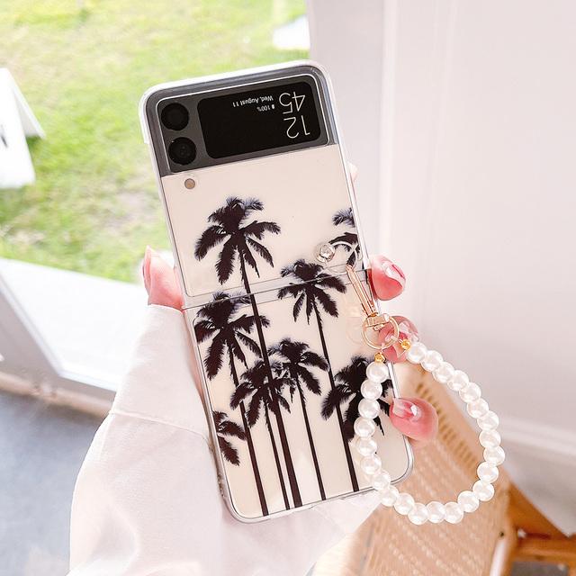 

Для Samsung Galaxy Z Flip 4 3 Чехол Растение Дерево Окрашенный Браслет Прозрачный Ударопрочный ПК Жесткий Задний Чехол Для Samsung Zflip3 Чехол For Samsung Z Flip 4