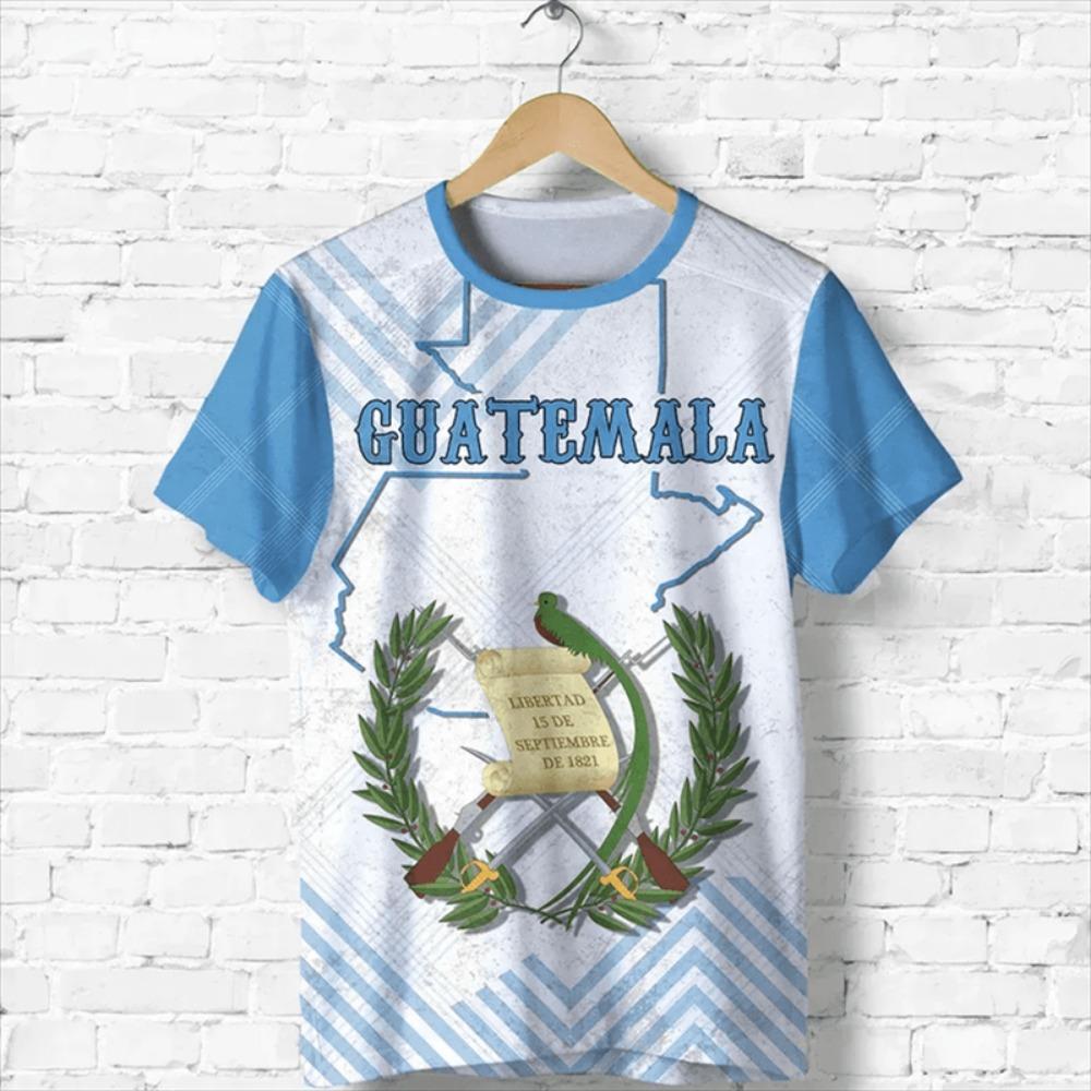 Guatemala National 3D Print T-Shirt Mode Harajuku Guatemalische Flagge Muster Herren Kurzarm T-Shirts Übergroße Oberteile