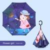 Umbrella, Reverse Umbrella, Double-Layer Hands-Free Long-Handled Children's Umbrella, Cute Cartoon Umbrella for Primary School Students, Rain or
