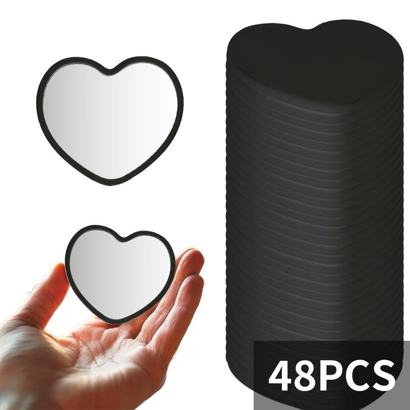 48/96pcs Portable Mirror Wedding Season Sweet Party Favors Heart-Shaped Pocket Glass Makeup Mirrors for Travel Gifts Home Decor