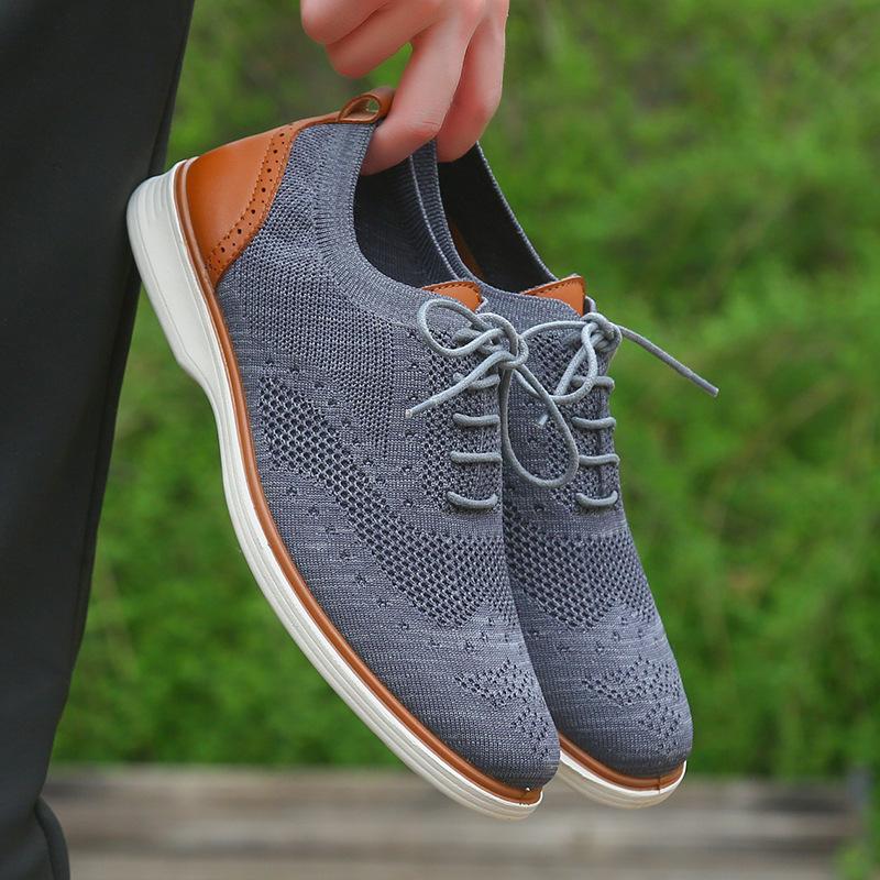 Men's Lace-up Business Casual Shoes, Lightweight Non-slip Soft-soled Formal Shoes, Wide Sole European Size 45