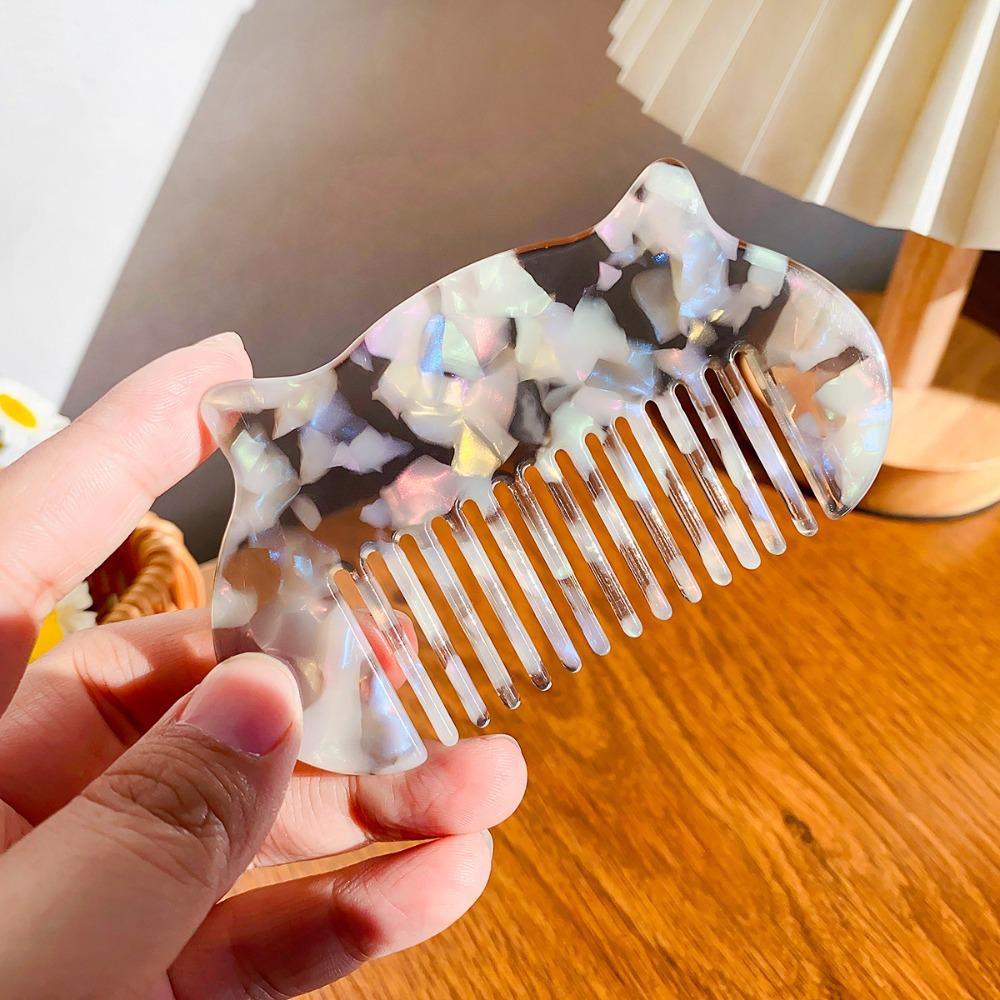 Cat Ear Shaped Acetate Comb Wide Toothed Colorful Makeup Comb Hair Accessories Hair Styling Tool Hairdressing Comb Student