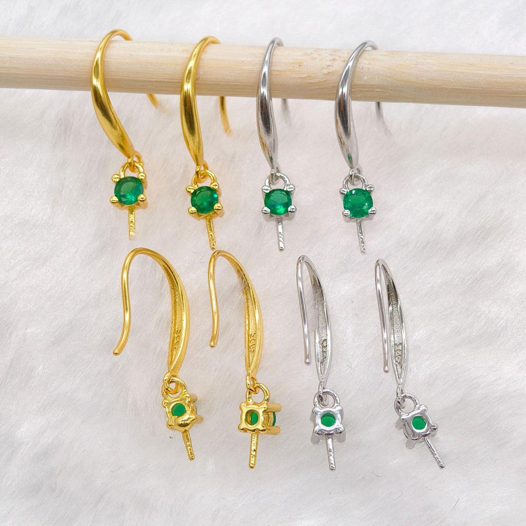 Sterling Silber S925 Ohrring-Rohlinghalter für DIY Jade-, Achat- & Bernstein-Schmuck