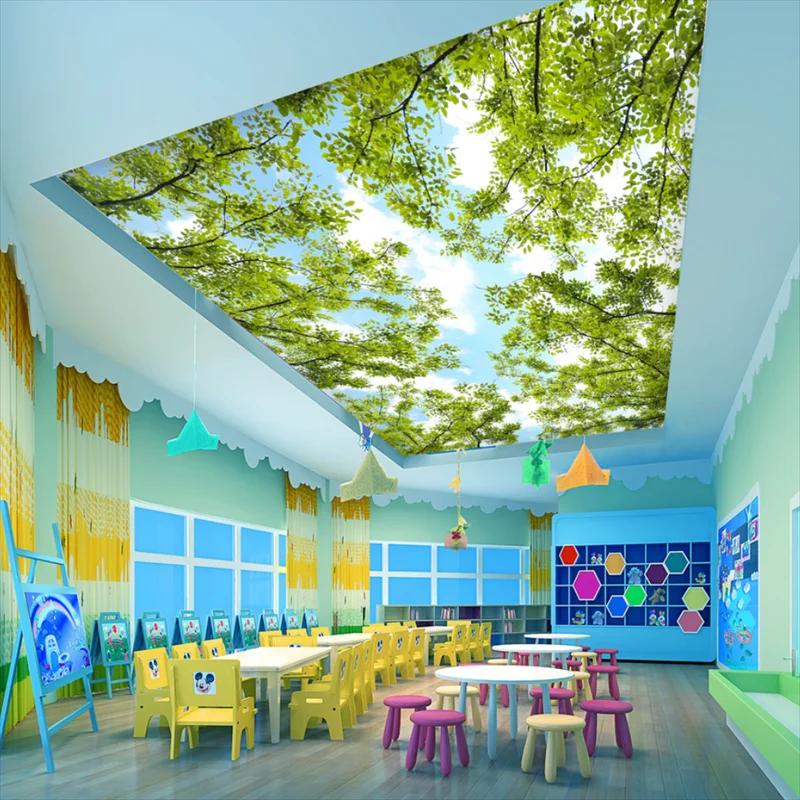 Ceiling Wallpaper 3d Forest Theme Sky Zenith Wall Mural Living Room Bedroom Forest Green Leafy Zenith Mural
