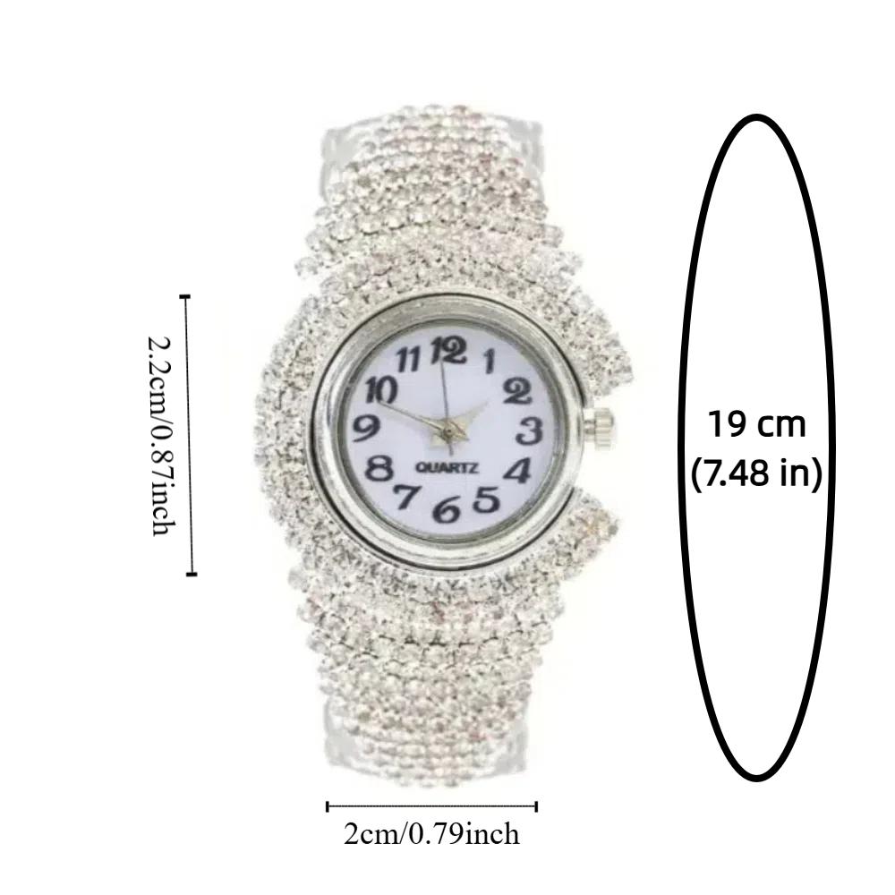 Elegant Quartz Zircon Wrist Watch Vintage Open Bangle Watches Personality Crystal Watches  Gifts