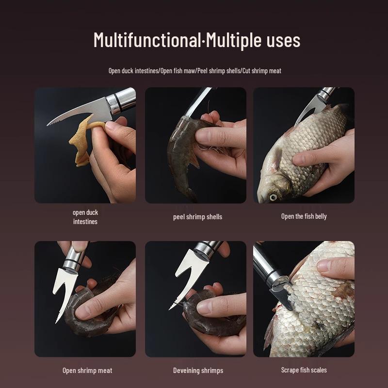 Multifunctional Stainless Steel Shrimp Deveiner and Fish Gutting Knife