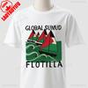 Frieden Global Sumud Flotte Unisex Lässiges Bedrucktes T-Shirt Rundhalsausschnitt Kurze Ärmel Baumwolle Oberteil Alle Jahreszeiten Mode Weiches Kurzarml