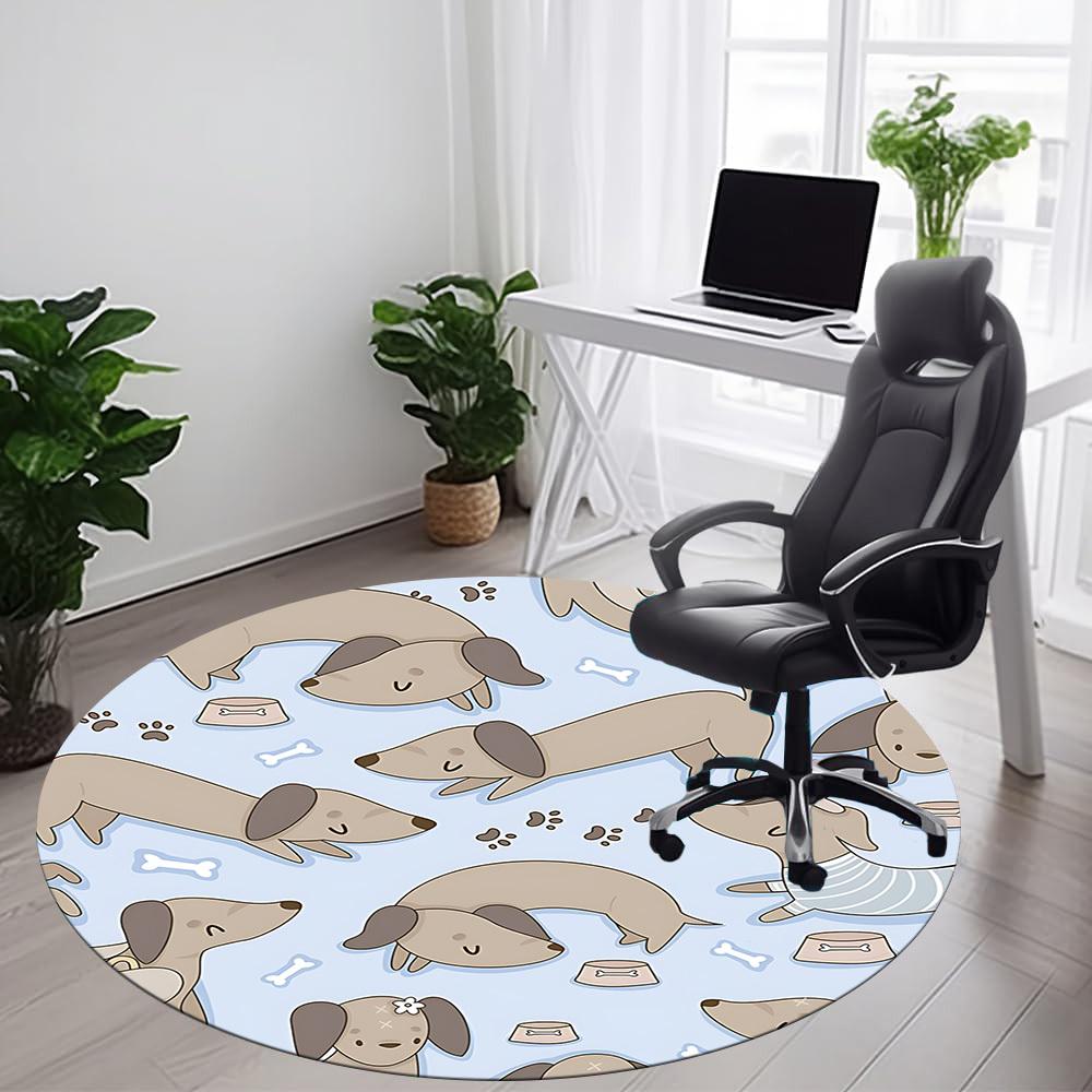 1pc Dachshund Pattern Office Round Area Rug,  Mat Suitable ForOffice, Under Office Chairs Bedroom Living Room Home Decor, Room Deco