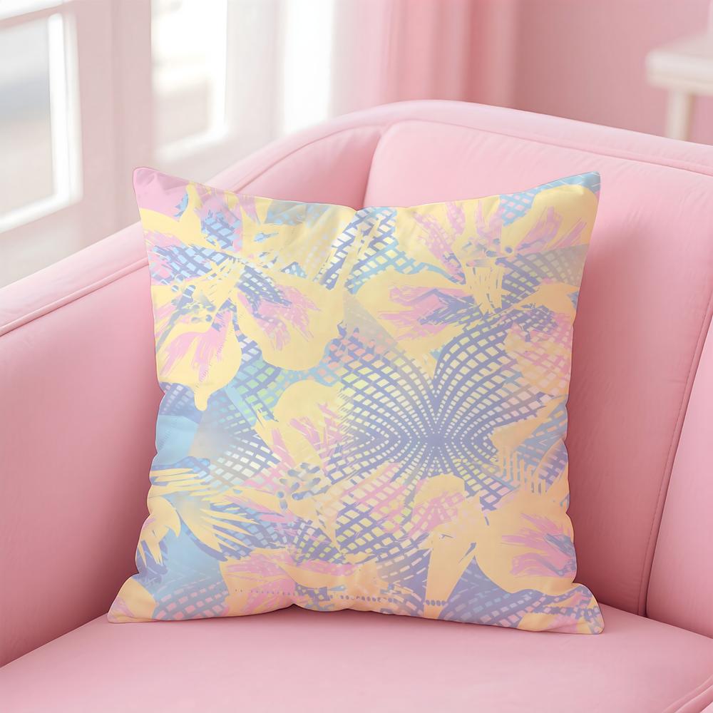 Abstract Trippy Colorful Art Psychedelic Texture Cushion Cover Pillowcase Short Plush Invisible Zipper Room Sofa Cushion Cover