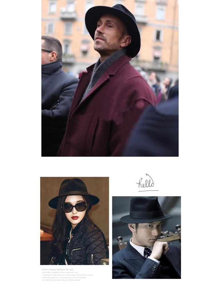 Fedora Unisex Vintage de Ala Ancha - Estilo Europeo y Americano Otoño/Invierno Sombrero de Fieltro de Lana Sintética