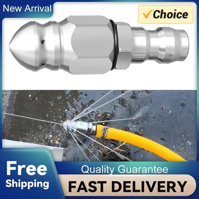 Pipe Cleaning and Unclogging Nozzle with Quick Connector Stainless Steel Sewer Jetter Nozzle for High Pressure Washer Clean