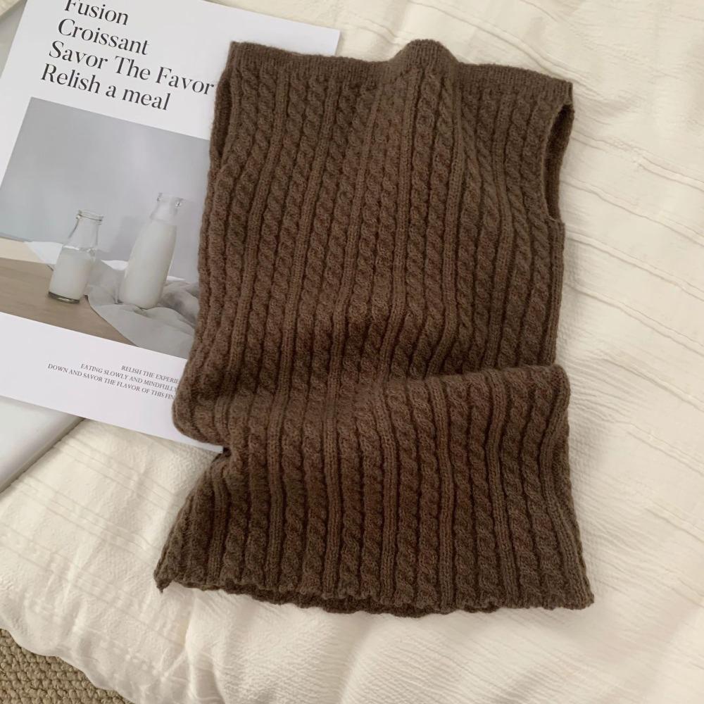 Korean Style Knitted Scarf Solid Color Pullover Wool Bib Simple Turtleneck Fake Collar Women