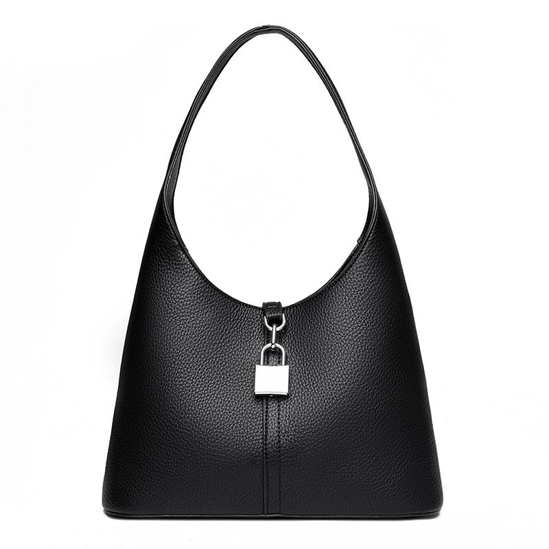 

Стильная простая сумка-тоут большой вместимости, новинка лета 2024 года, повседневная сумка через плечо, простая сумка большой вместимости чёрный