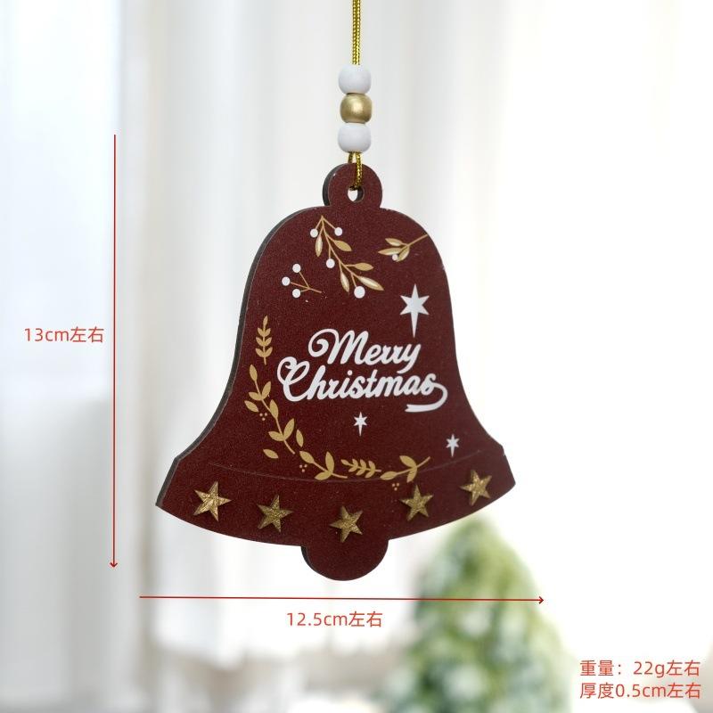 Christmas Wooden Bell Pendant Christmas Tree Hotel Shop Window Car DIY Atmosphere Props Decorative Pendant Small Gift Ornaments