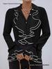 2026 European & American Women's Solid Color Ruffle Flare Sleeve Shirt