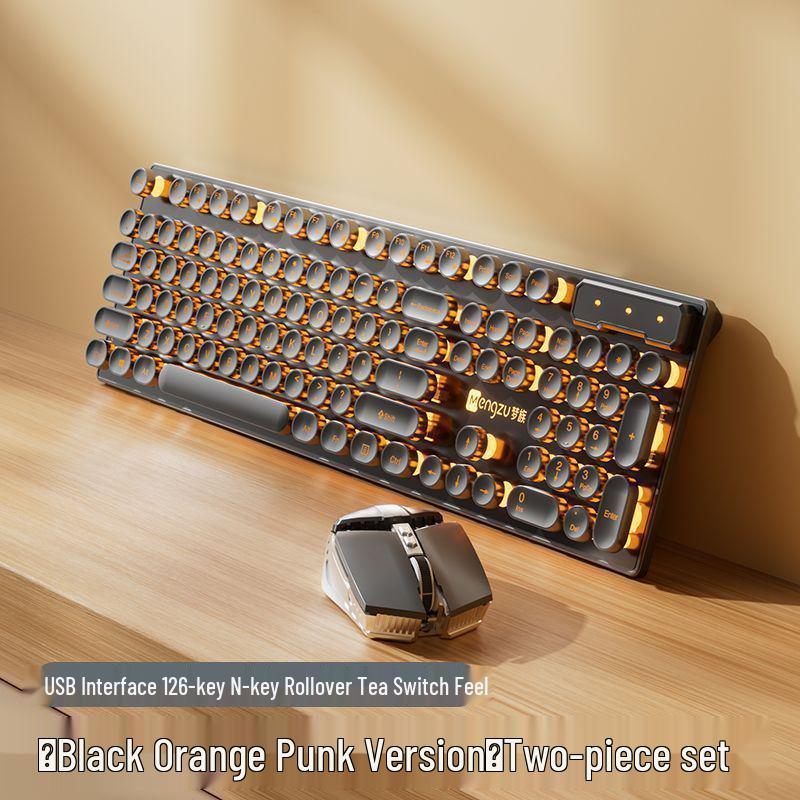 Retro Punk Wired Mechanical-Feel Silent Keyboard for Gaming & Office Use
