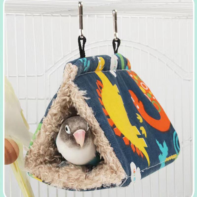 Bird Nest Hammock: Warm Tiger Skin Cockatiel Winter Bed with Fleece Lining.