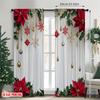 Set Of 2 Merry Christmas Curtains Flat Print Indoor Garden Multipurpose Event Decor Curtain Polyester Machine Washable