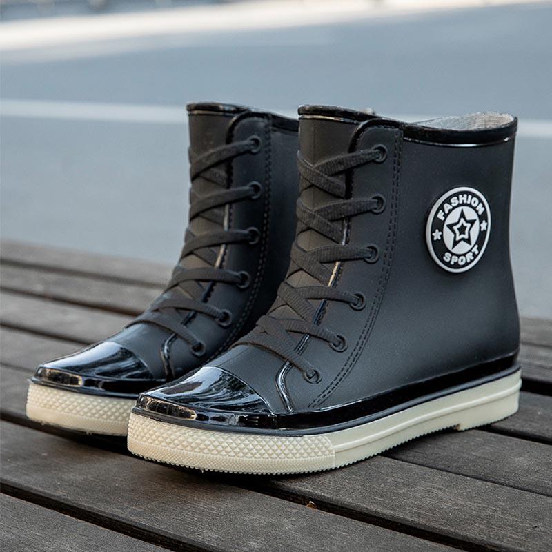 Trendige Damen-Regenstiefel im koreanischen Stil - Kurz, warm, Gummi, modische Schuhe für Studentinnen