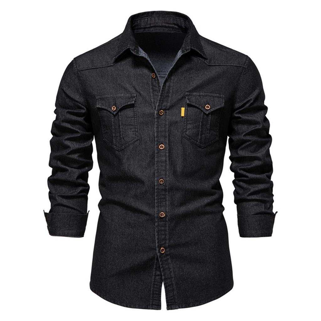 New Retro European And American Long Sleeve Jeans Shirt Men's Fashion Shirt