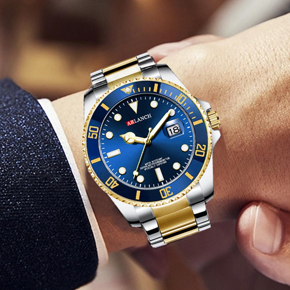 Business Men's Watch Fashion Trend Stainless Steel Green Ghost Diver Series Blue Gradual Gold Classic Men's Quartz Watches