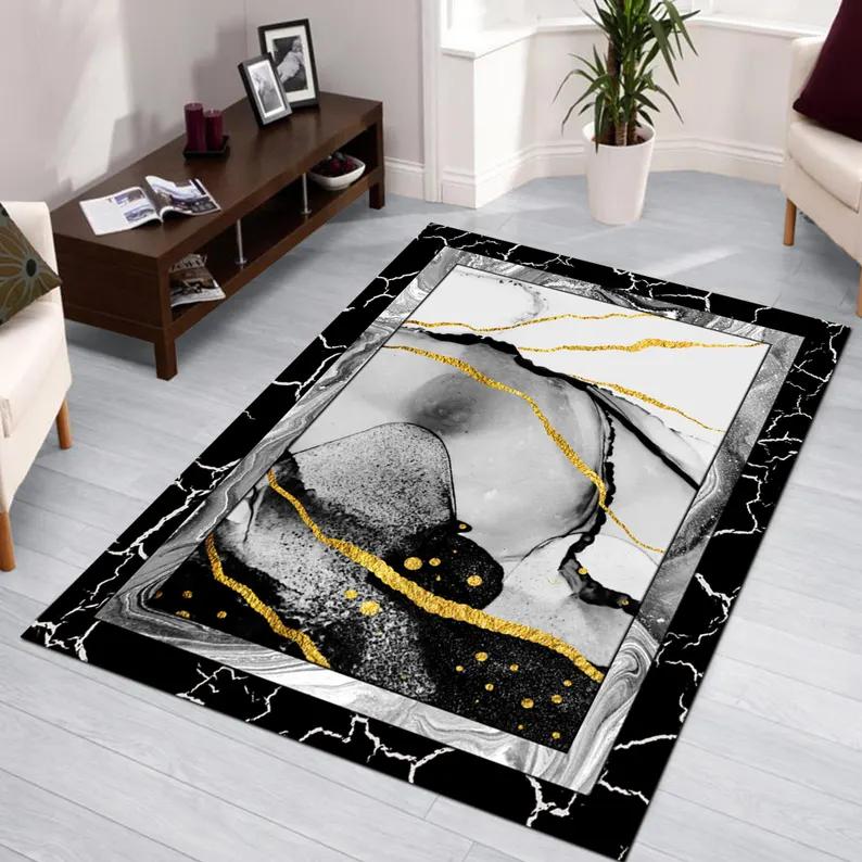 3D Stone Pattern Rug Modern Living Room Carpet Living Room Bedroom Retro Home Decoration Mats