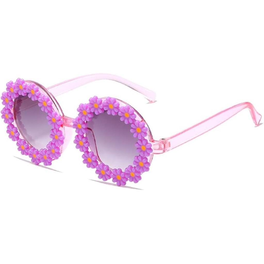 Round Flower Sunglasses for Girls Flower Shaped Cute Glasses UV 400 Protection Outdoor Beach Girl Boy