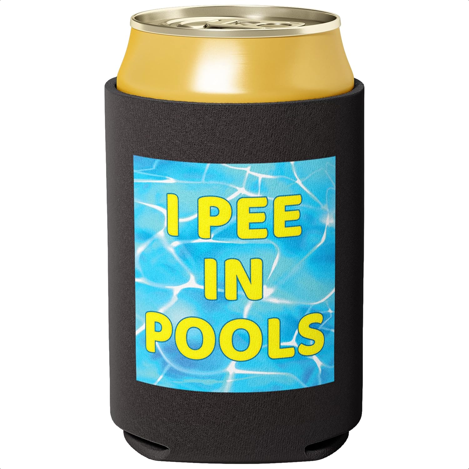 Super Fun, Durable Can Coolie 12 oz. Funny I Pee in Pools Soda Pop Cooler Sleeve, Collapsible Beer Bottle Holder, ulated Drink Cup Wrap, Neoprene Gag