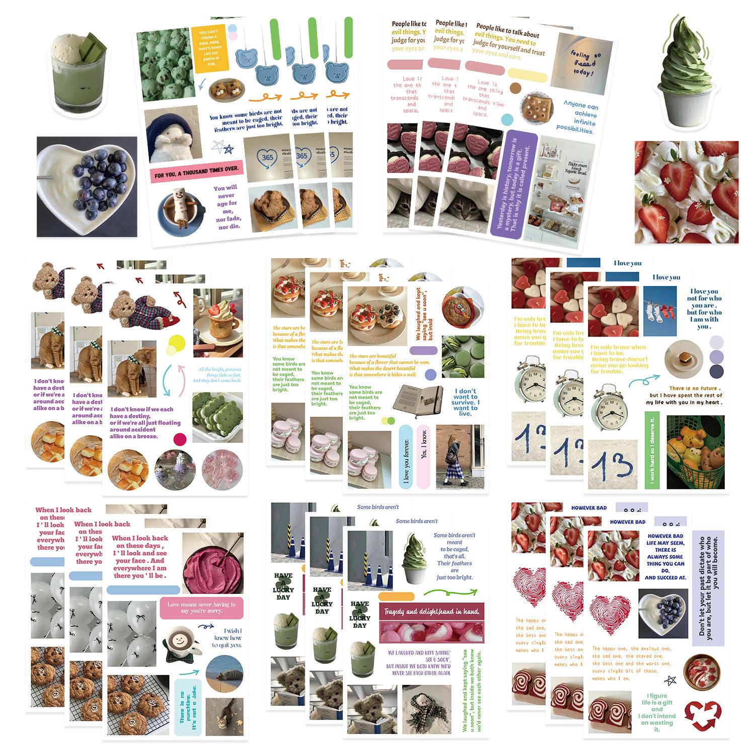 

8 Корейских Коллажей Стиль Журнала INS Водонепроницаемый Дневник Ручной Учет Наклейки Наклейки для Гу Карты Наклейки для DIY Декора Наклейки