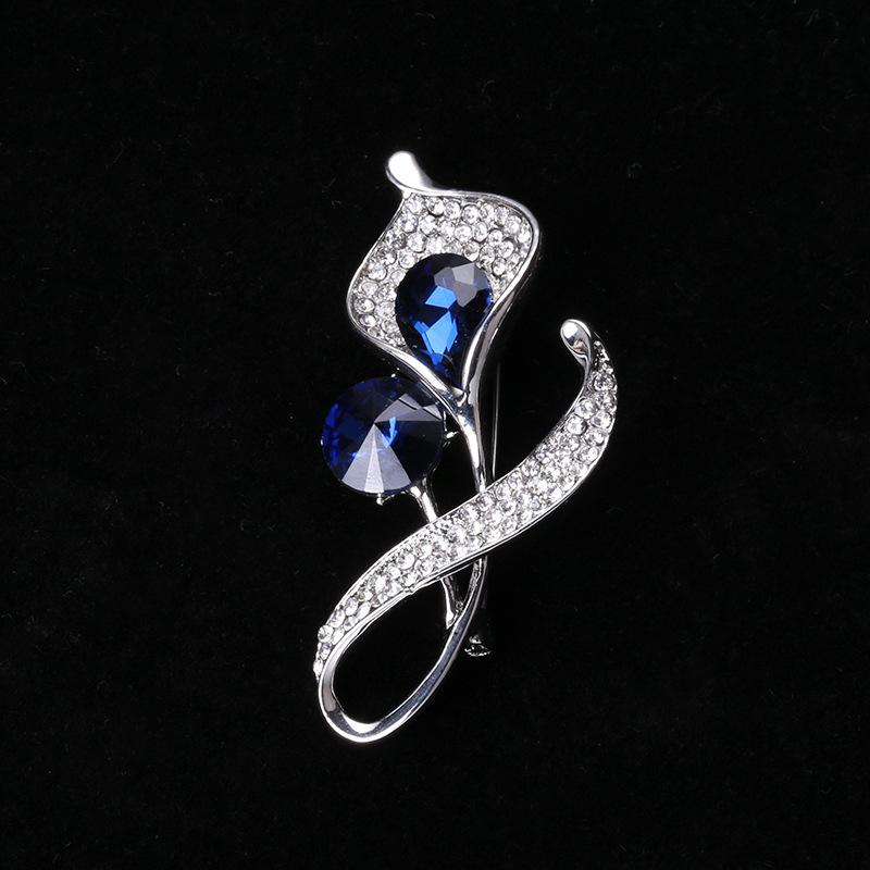 Crystal Calla Lily Brooch Women'S Coat Pin Light Luxury Style Suit Sweater Accessories