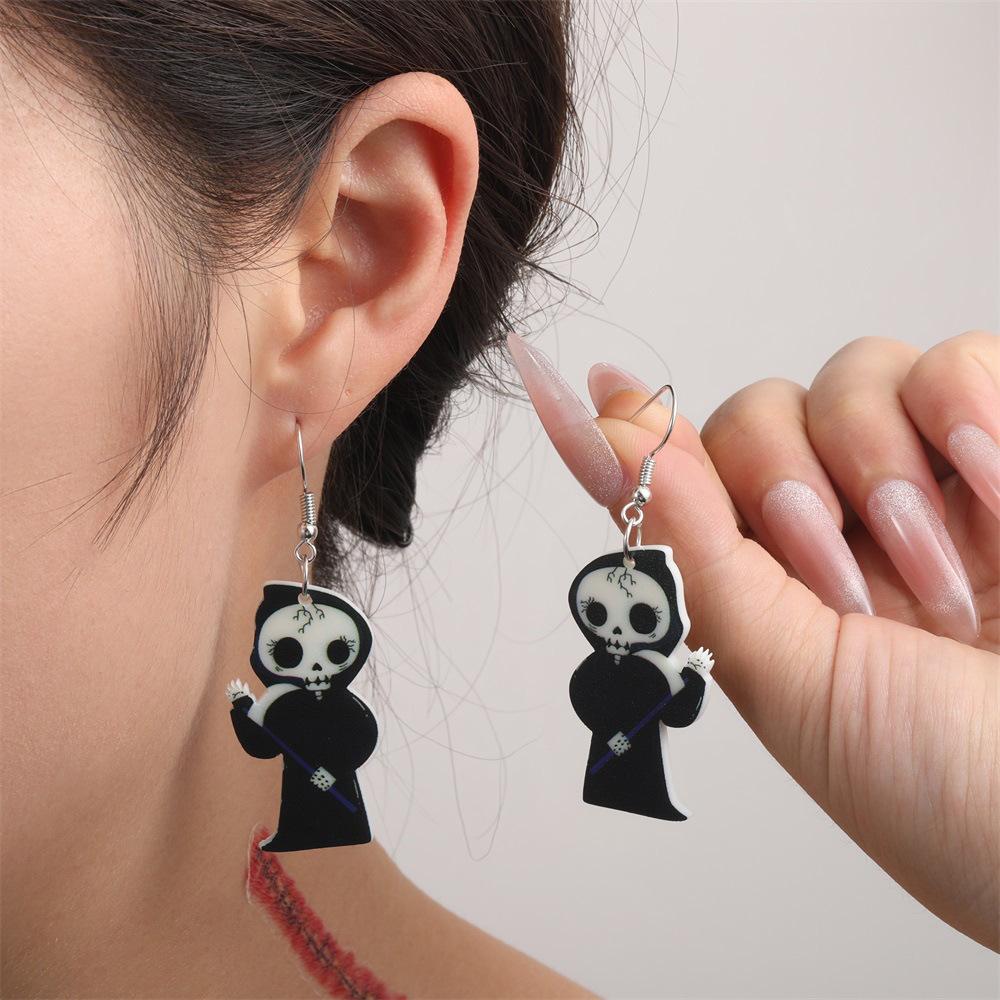 Full Hosting Eco-Friendly Acrylic Earrings, Personalized Halloween Pumpkin Spider Cat Ghost Earrings