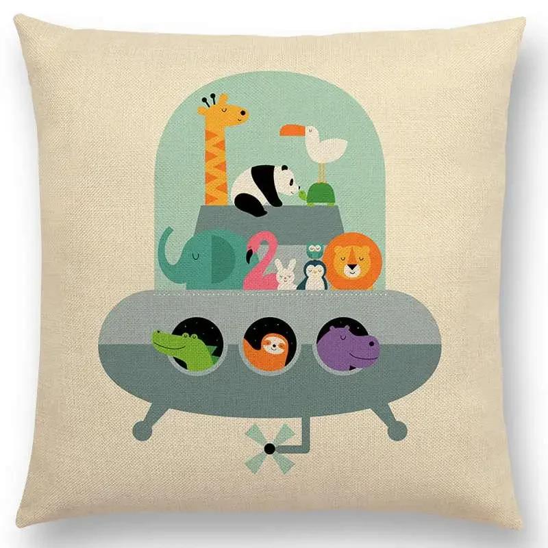 Latest Cartoon Animals Interesting Deer Panda Sheep Bulldog Chameleon Colourful Cushion Cover Car Sofa Throw Pillow Case