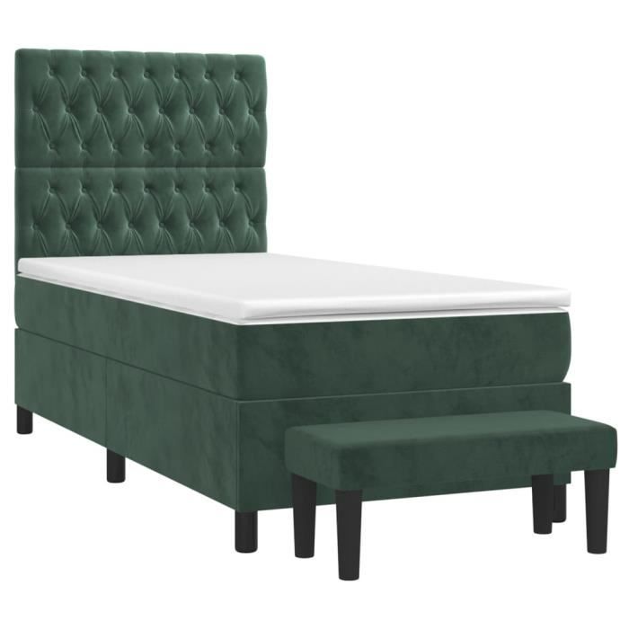 3137998 vidaXL Divan Bed with Mattress Dark Green 90x190 Cm