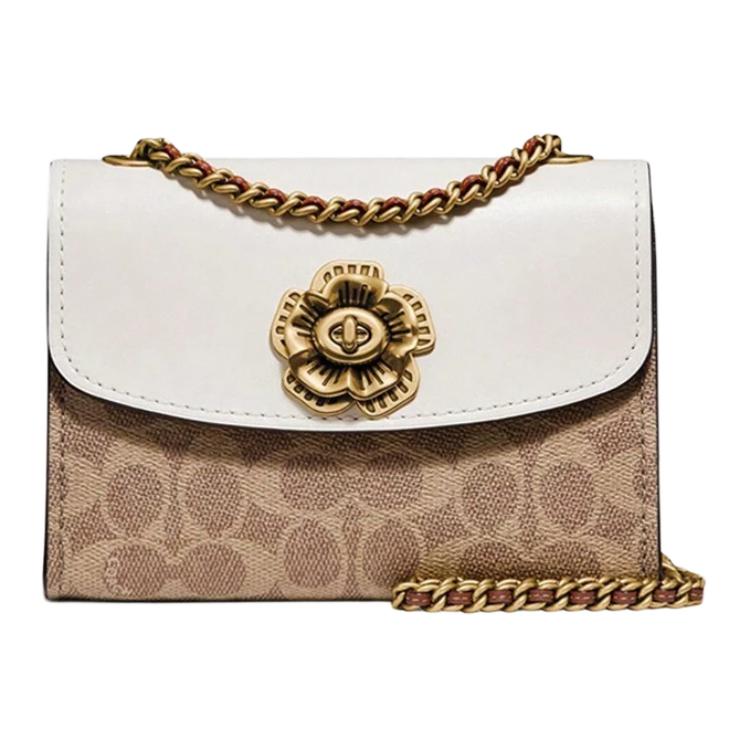 COACH PARKER Coated Canvas With Calfskin Crossbody Bags Small Women's White & Brown Monogram 34256-B4HA