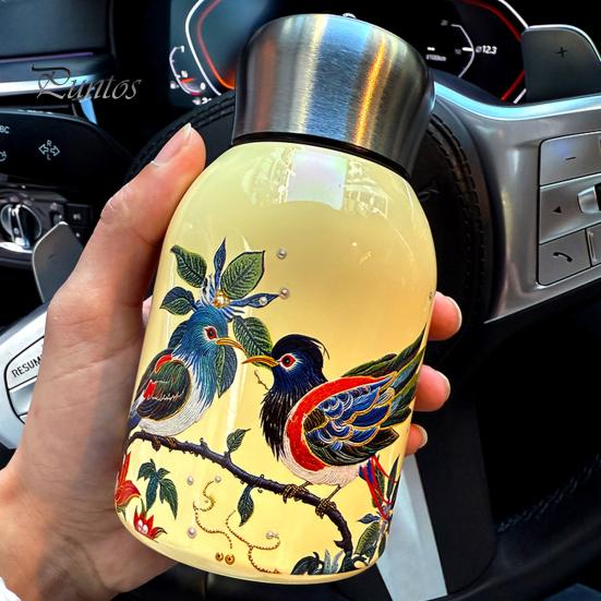 Taşınabilir Termal Şişe Su Matarası Mini Termal Kupa 300ml Yalıtımlı Bardak Sıcak Soğuk İçecekler Sızdırmaz Seyahat Kahve Kupası Aşıklar Ebeveynler İçin Hediye