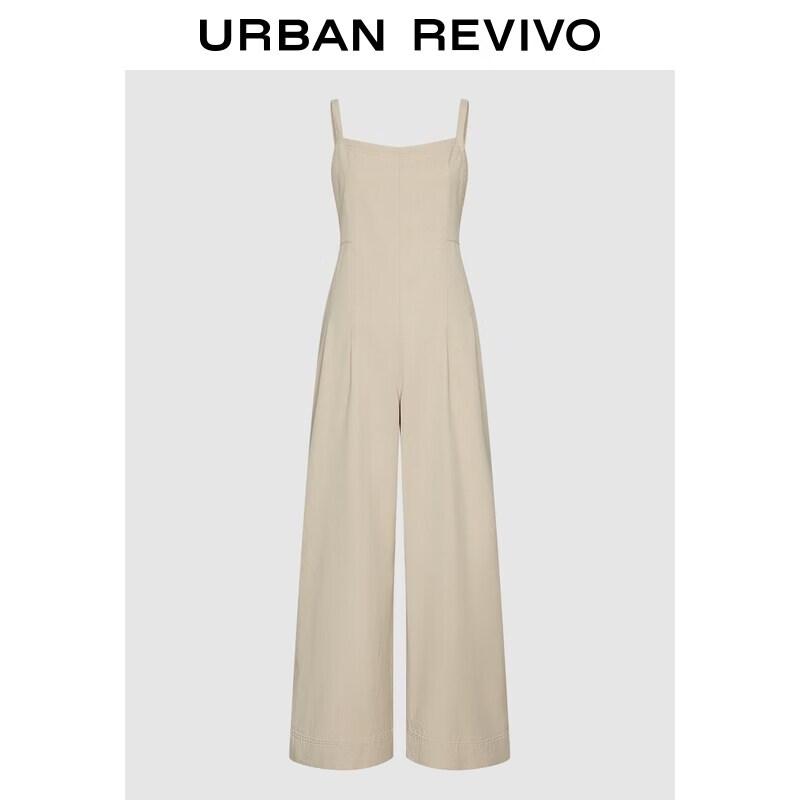 

Women s U-Neck High-Waist Pleated Strappy Jumpsuit XS