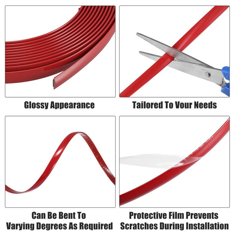 X Autohaux 6-30mm Wide 5m Length Car Door Trim Strip Edge Guards Scratch Proof Trim Body Strip for Rearview Mirror Bumper Red