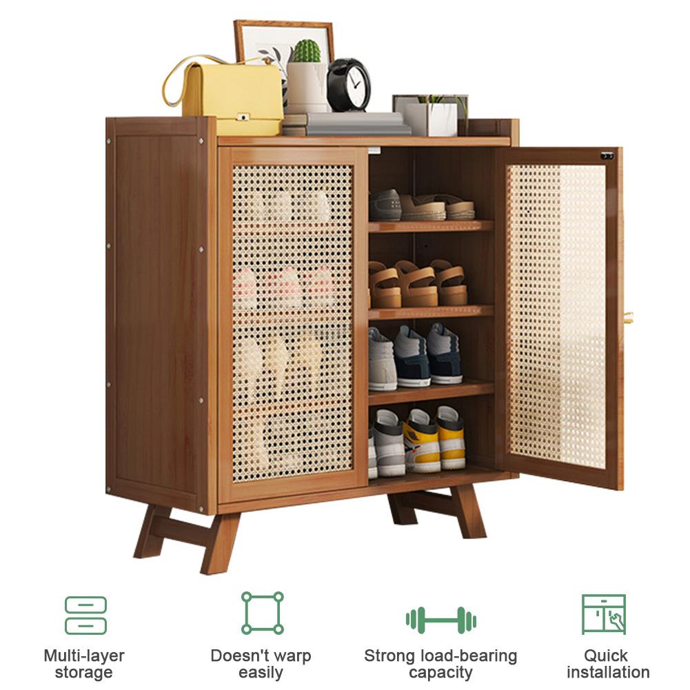 5/7-Tier Shoe Storage Cabinet Rack with Doors Free Standing Shoe Rack Wooden Shoe Storage Shelves for Entryway Hallway Closet