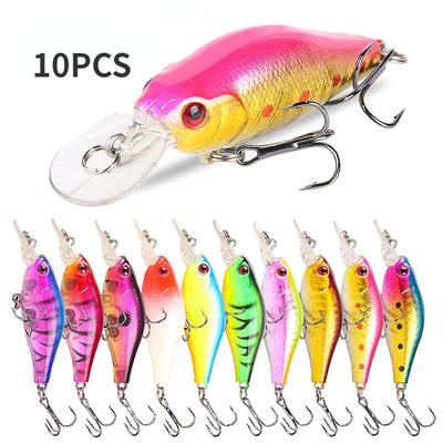 10PCS Noise Beads Potápanie s dlhým dosahom Swinging Little Fat Fish Návnada 7,1cm7g
