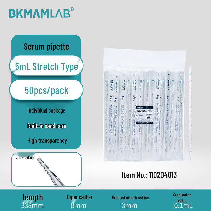 BKMAMLAB Beakman Disposable Graduated Serological Pipette, 5mL