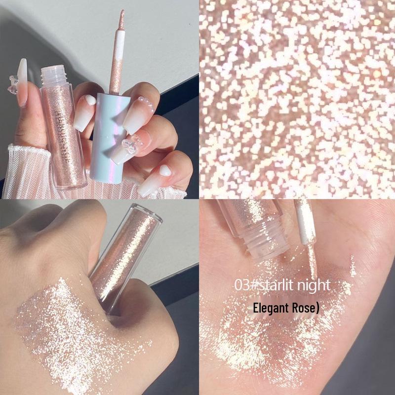 Iridescent Starlight Liquid Eyeshadow: Pearlescent Sparkle, Long-lasting Brightening Highlighter with Diamond Shine.